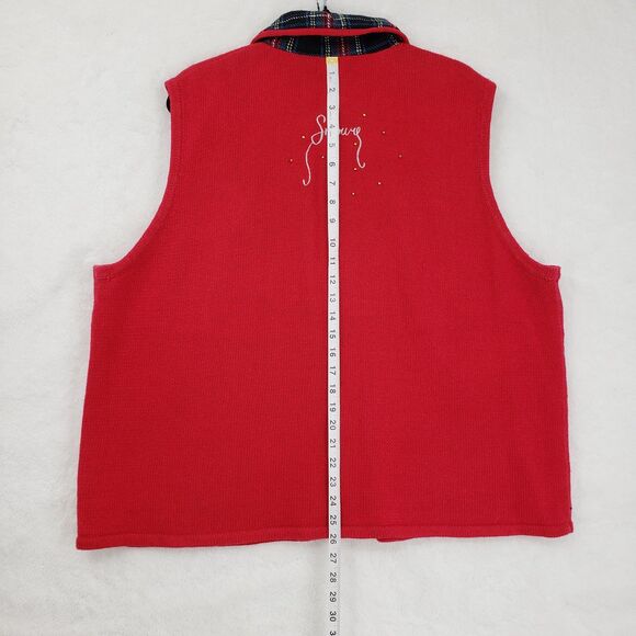Vintage Designers Originals Studio Sweater Vest Women red 3X Snowman Christmas - Picture 5 of 9